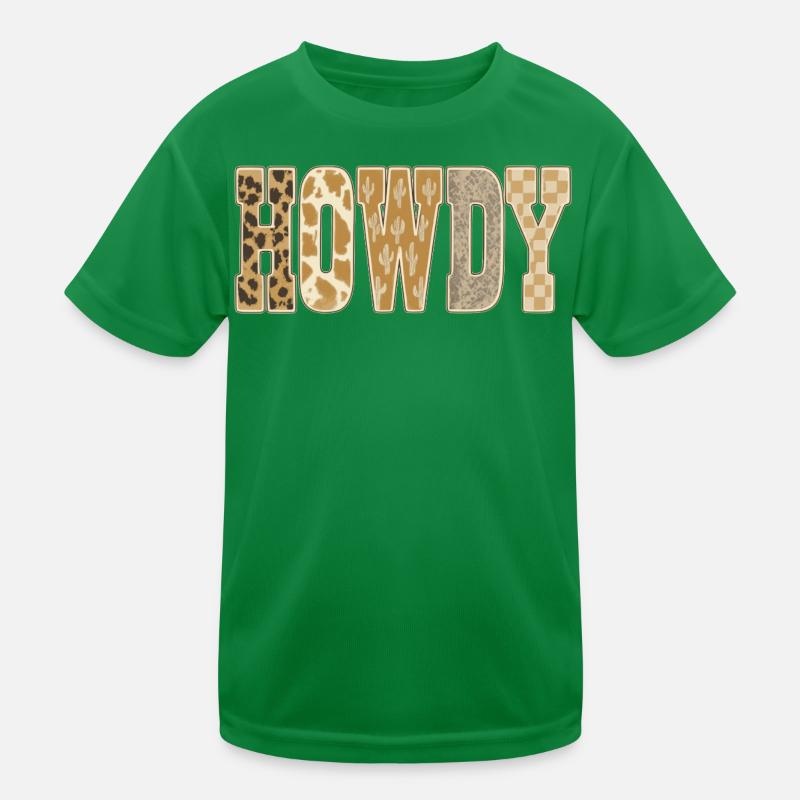 Howdy Desert Cactus Pattern Cowboy Kids Functional T-Shirt
