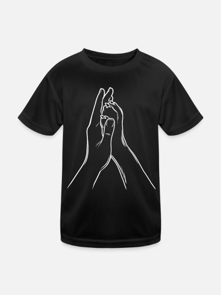 Hand + Hundepfote - High Five - Hunde Fan - Team - Kinder Funktions-T-Shirt - Schwarz