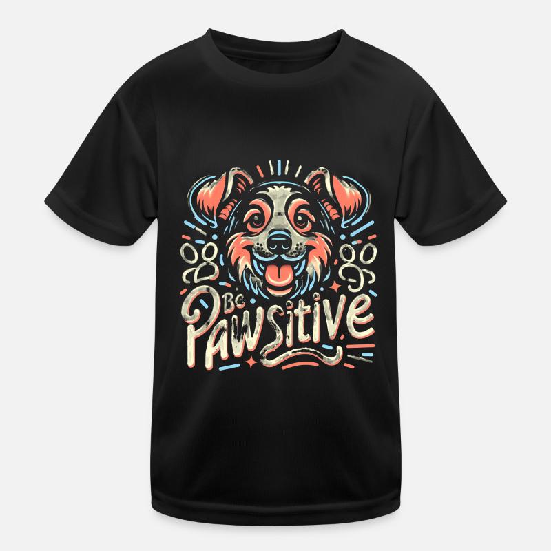 Be pawsitive cute dog - Kids Functional T-Shirt - black