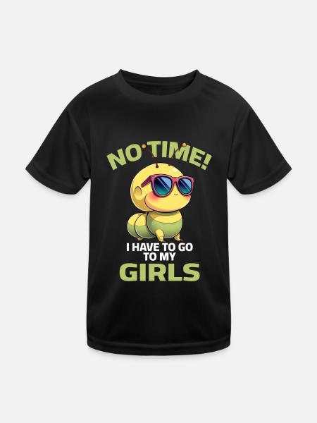 Keine Zeit ich muss zu meinen Mädels Garten Raupe - Kinder Funktions-T-Shirt - Schwarz
