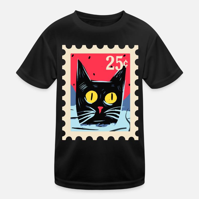 Kunstvoller Katze als Briefmarke Kinder Funktions-T-Shirt