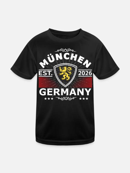 München Löwe Design – Stolz & Tradition - Kinder Funktions-T-Shirt - Schwarz
