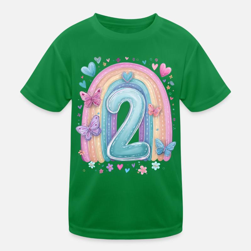 Pastel Rainbow 2 Years Second Birthday Kids Functional T-Shirt