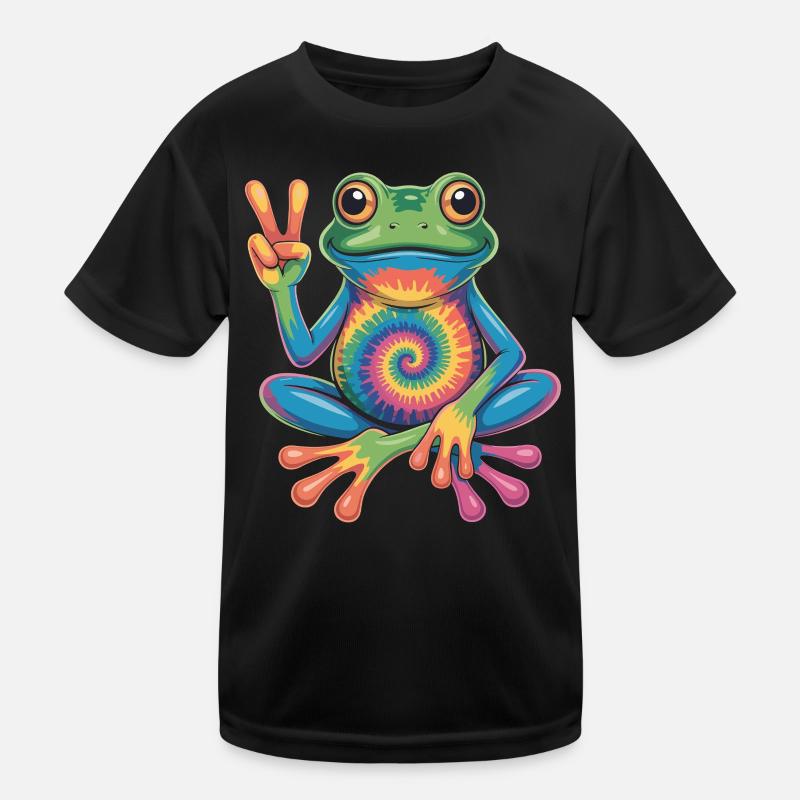 Frosch Hippie Tie-Dye Friedenszeichen Kinder Funktions-T-Shirt
