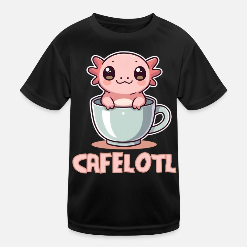 Kawaii Axolotl im Kaffeebecher - Süßes Tier Kinder Funktions-T-Shirt