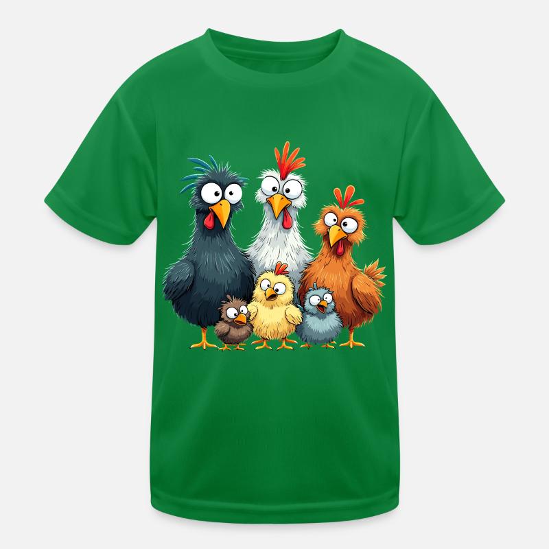 Bunte Hühnergruppe Comedy Design Kinder Funktions-T-Shirt
