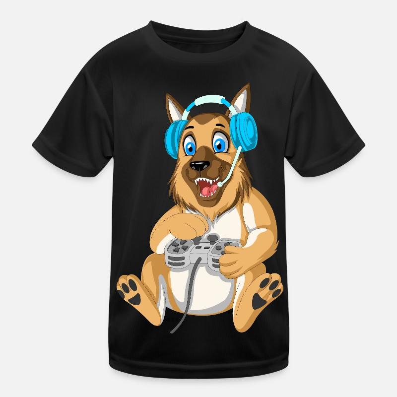 Deutscher Schäferhund Gamer Kinder Funktions-T-Shirt