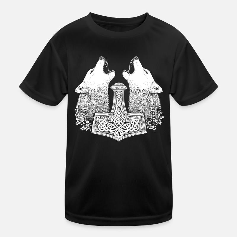 Nordisch Wolf Thor Hammer Wikinger  Kinder Funktions-T-Shirt