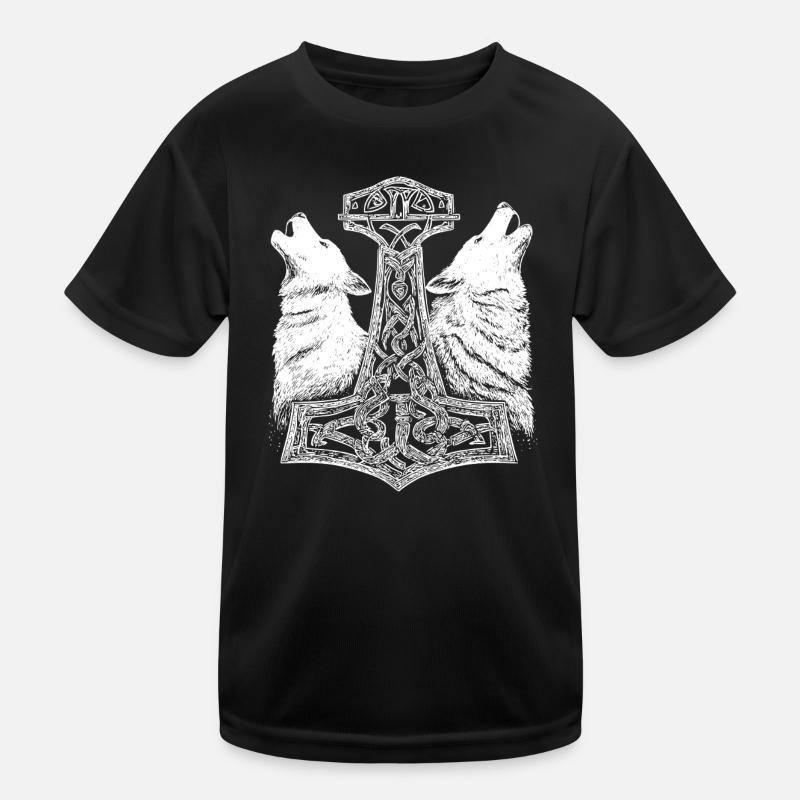 Nordisch Wolf Thor Hammer Wikinger  Kinder Funktions-T-Shirt