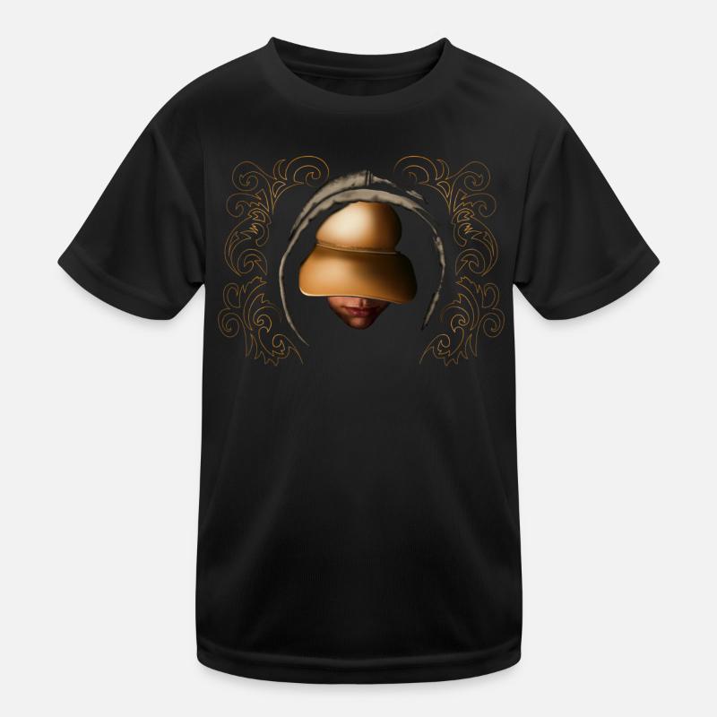 Artistic digital vision with gold hat Kids Functional T-Shirt