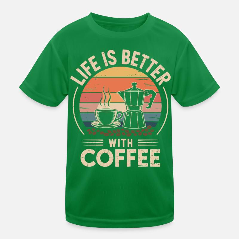 Lebensfreude mit Kaffee Illustration Kinder Funktions-T-Shirt