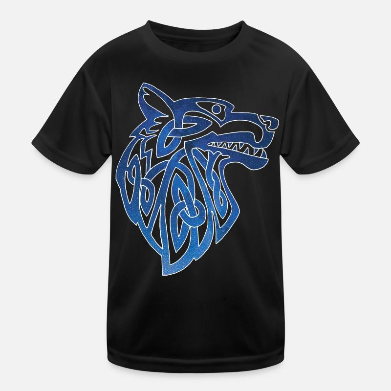 Wikingerwolf und Sternenhimmel Kinder Funktions-T-Shirt