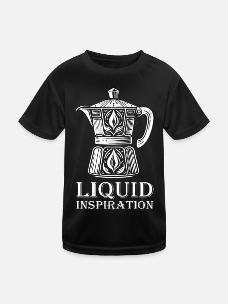 Kaffeekanne Design – Liquid Inspiration - Kinder Funktions-T-Shirt - Schwarz - Vorne