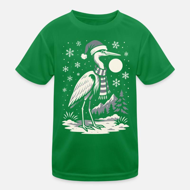 Winterschmuckender Storch mit Wintermütze Kinder Funktions-T-Shirt