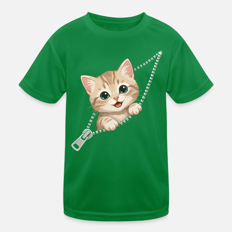 Chat, Costume, Chaton mignon, Fermeture éclair T-shirt sport Enfant