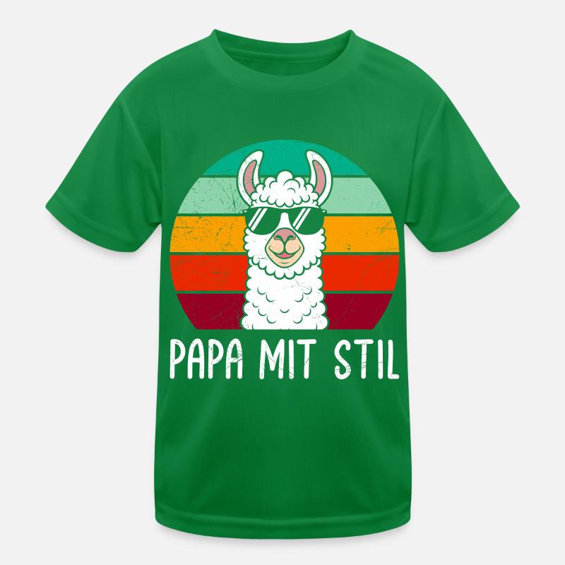 Väter Retro PAPA MIT STIL Lama Lustiges Kinder Funktions-T-Shirt