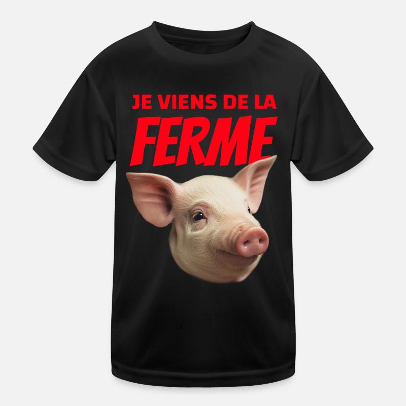 Ich komme vom Bauernhof Tête de Cochon Kinder Funktions-T-Shirt