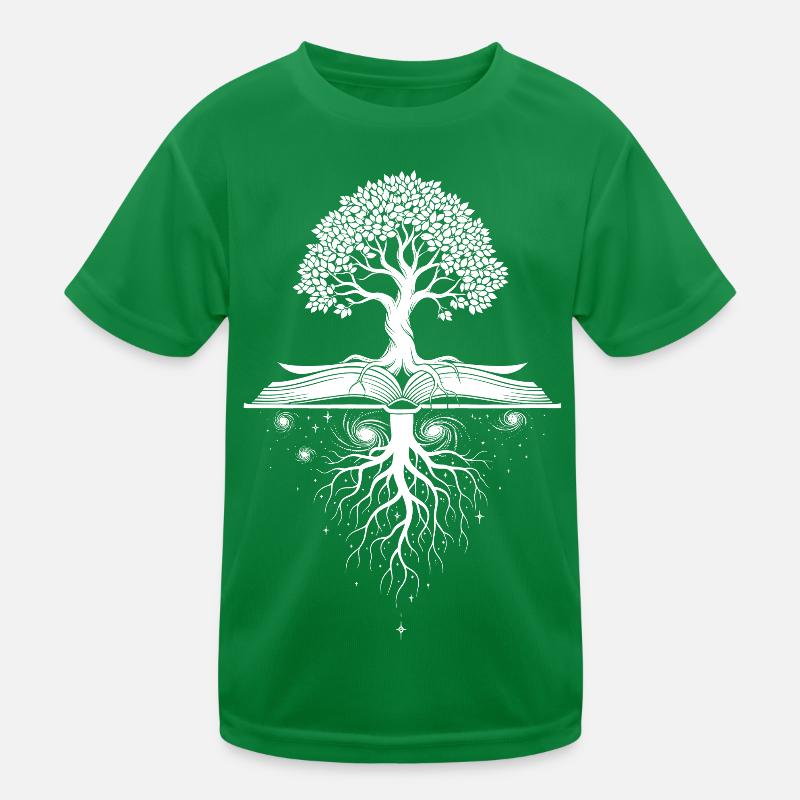 Mystic Book Tree with Inverted Roots Kids Functional T-Shirt