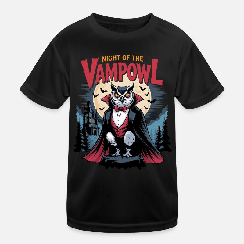 Vampowl Night Motif Vampire Owl Kids Functional T-Shirt