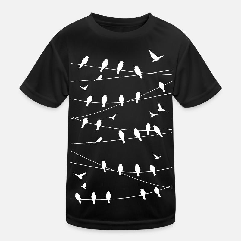 Silhouetted birds on minimalist threads Kids Functional T-Shirt