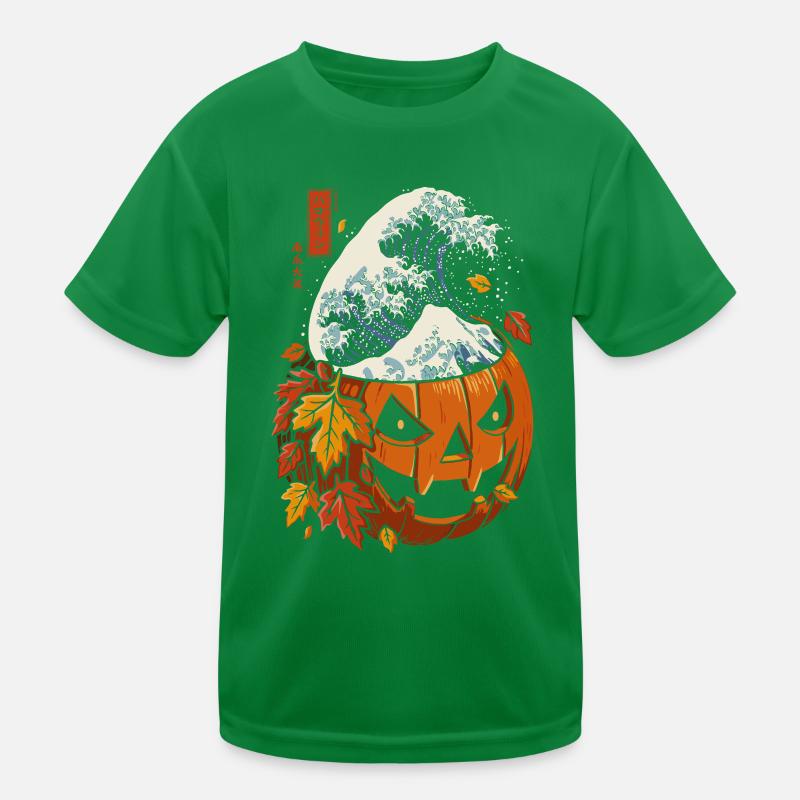 Halloween Fall - Pumpkin Wave Kanagawa Kids Functional T-Shirt