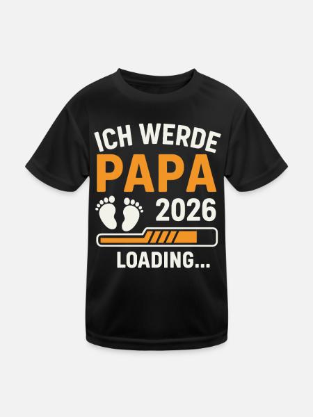 Werdender Vater ICH WERDE PAPA 2026 Lustig - Kinder Funktions-T-Shirt - Schwarz
