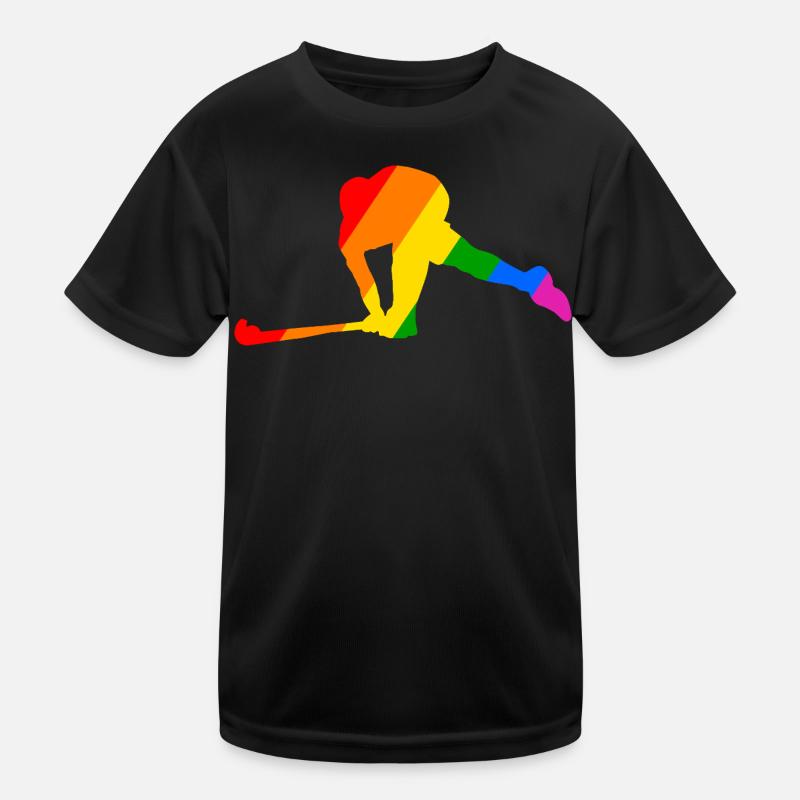 Rainbow Field Hockey Player Kids Functional T-Shirt