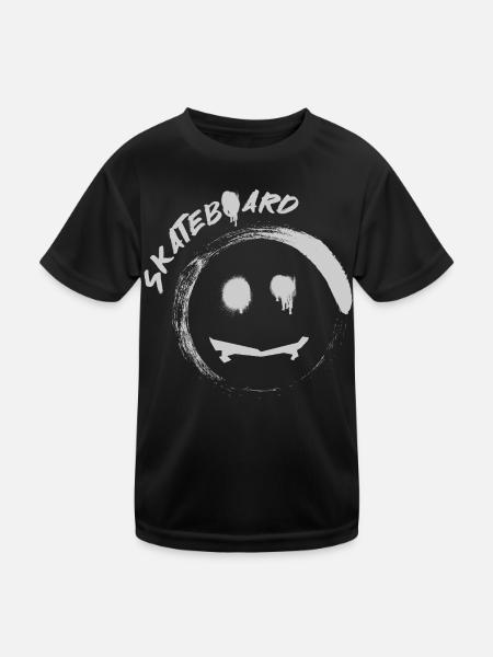 Skateboard - Kinder Funktions-T-Shirt - Schwarz - Vorne