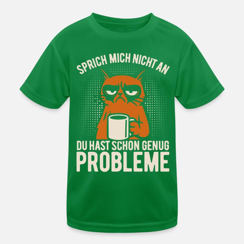 Sprich mich nicht an - mürrische Katze mit Kaffee Kinder Funktions-T-Shirt
