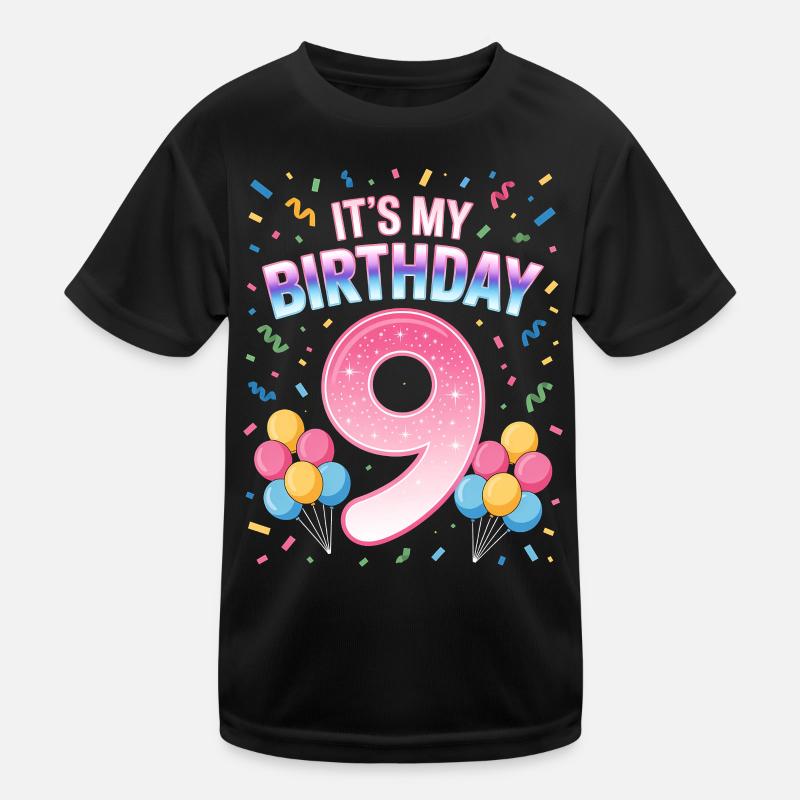 It’s My Birthday Kinder Geburtstag 9 Jahre Mädchen Kinder Funktions-T-Shirt