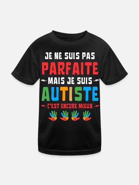 ICH BIN NICHT PERFEKT, ABER AUTISTISCH - Kinder Funktions-T-Shirt - Schwarz - Vorne