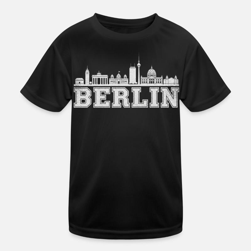 Berlin Skyline Retro  - Kinder Funktions-T-Shirt - Schwarz