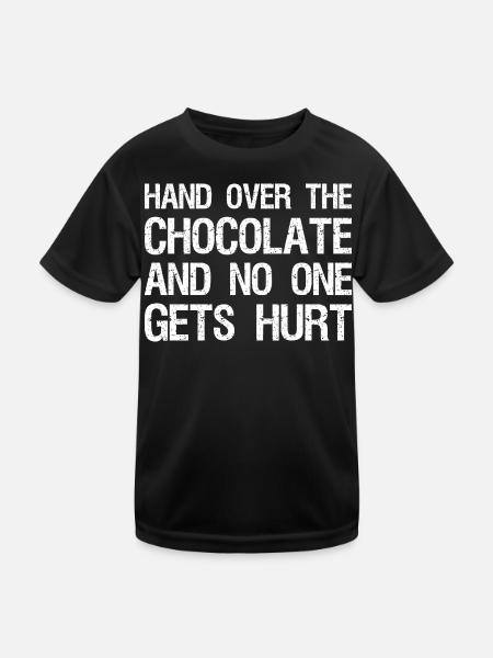 Remettez le chocolat et personne ne sera blessé - T-shirt sport Enfant - noir - Devant
