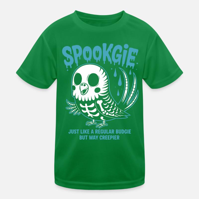 Spooky Budgie Skeleton Halloween Kids Functional T-Shirt