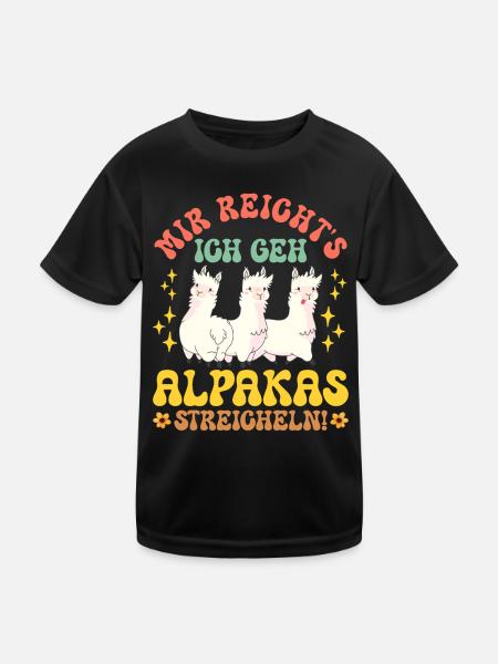 Alpaka Fan MIR REICHT'S GEH ALPAKAS STREICHELN - Kinder Funktions-T-Shirt - Schwarz