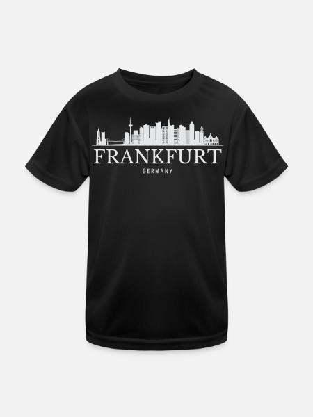 Frankfurt Skyline, Frankfurt Germany - Kids Functional T-Shirt - black - Front