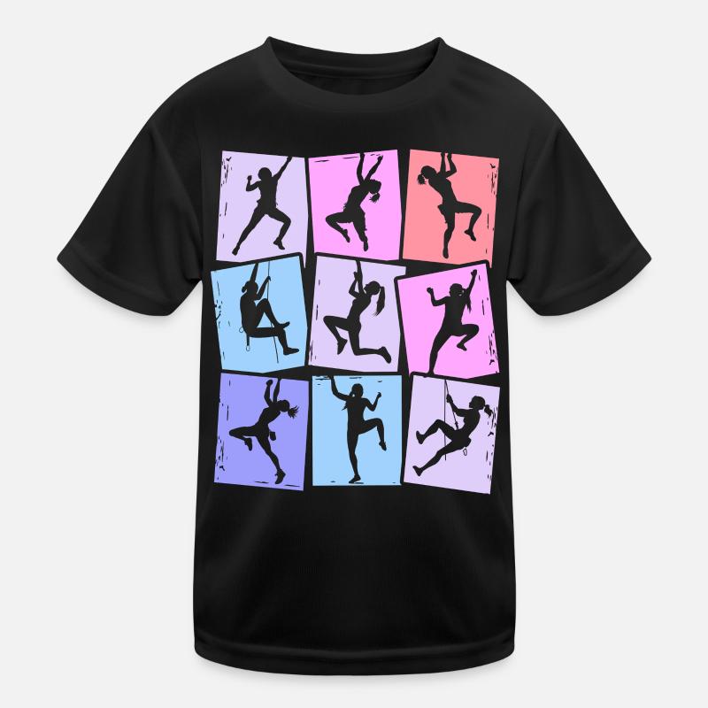 Klettern Berge Kletterer Bouldern Damen Mädchen - Kinder Funktions-T-Shirt - Schwarz