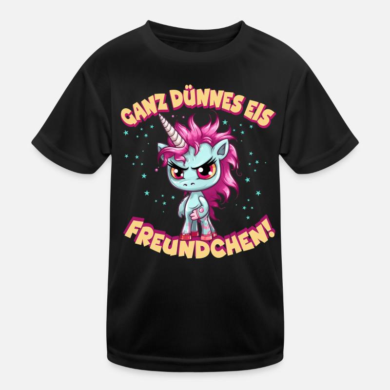 Wütendes Einhorn mit pinker Mähne Kinder Funktions-T-Shirt