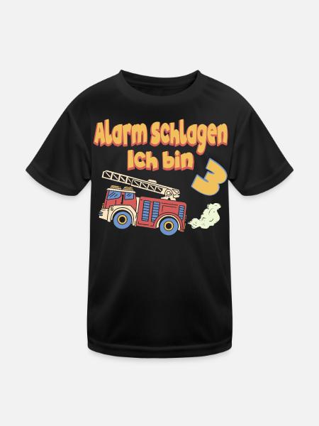 Fire Brigade Birthday Alarm I'm 3 years old - Kids Functional T-Shirt - black - Front