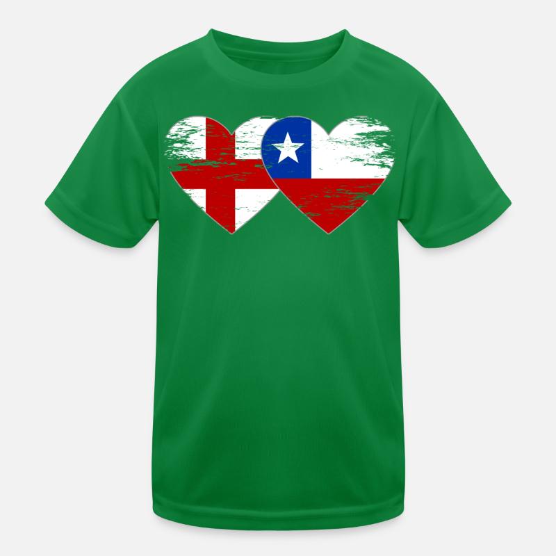 Angleterre Drapeau du Chili coeur utilisé T-shirt sport Enfant