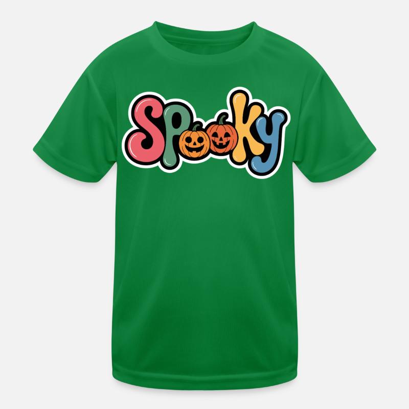Spooky Pumpkin Halloween Lettering Kids Functional T-Shirt