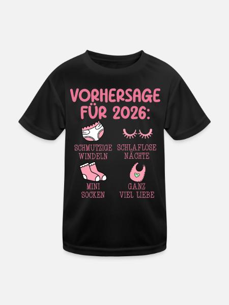 Werdende Mutter 2026 VORHERSAGE Lustiges - Kinder Funktions-T-Shirt - Schwarz - Vorne