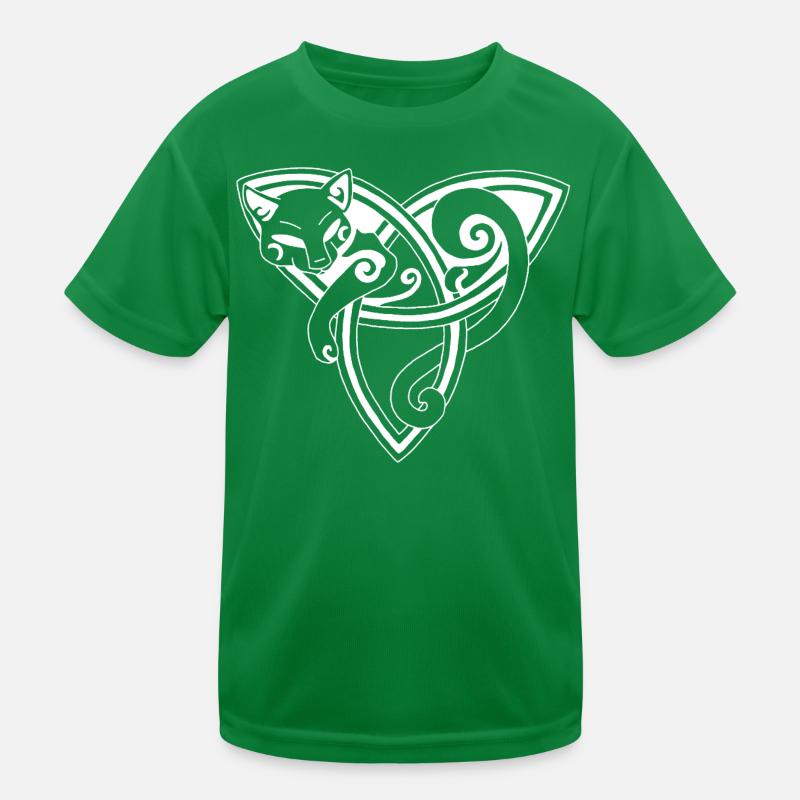 White cat and Celtic symbol Kids Functional T-Shirt