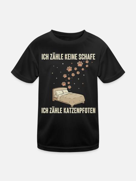 Ich zähle Katzenpfoten Bettdekor - Kinder Funktions-T-Shirt - Schwarz - Vorne