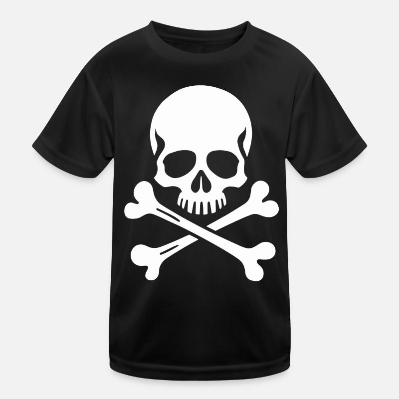 Klassischer Jolly Roger Totenschädel Kinder Funktions-T-Shirt