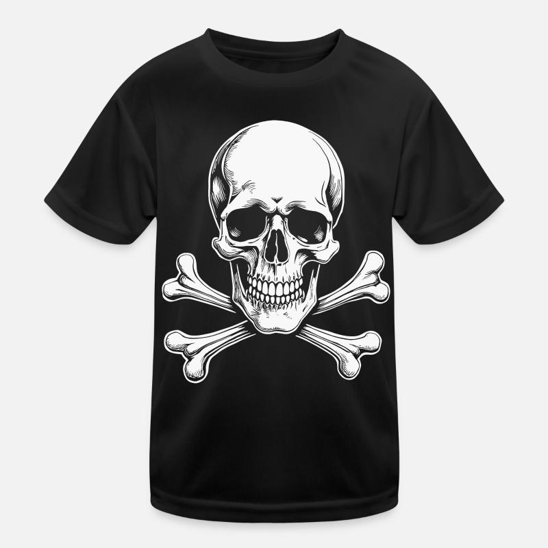 Klassischer Jolly Roger Totenschädel Kinder Funktions-T-Shirt