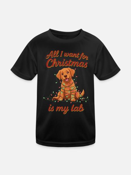 Tout ce que je veux pour Noël, c’est mon labo - T-shirt sport Enfant - noir - Devant