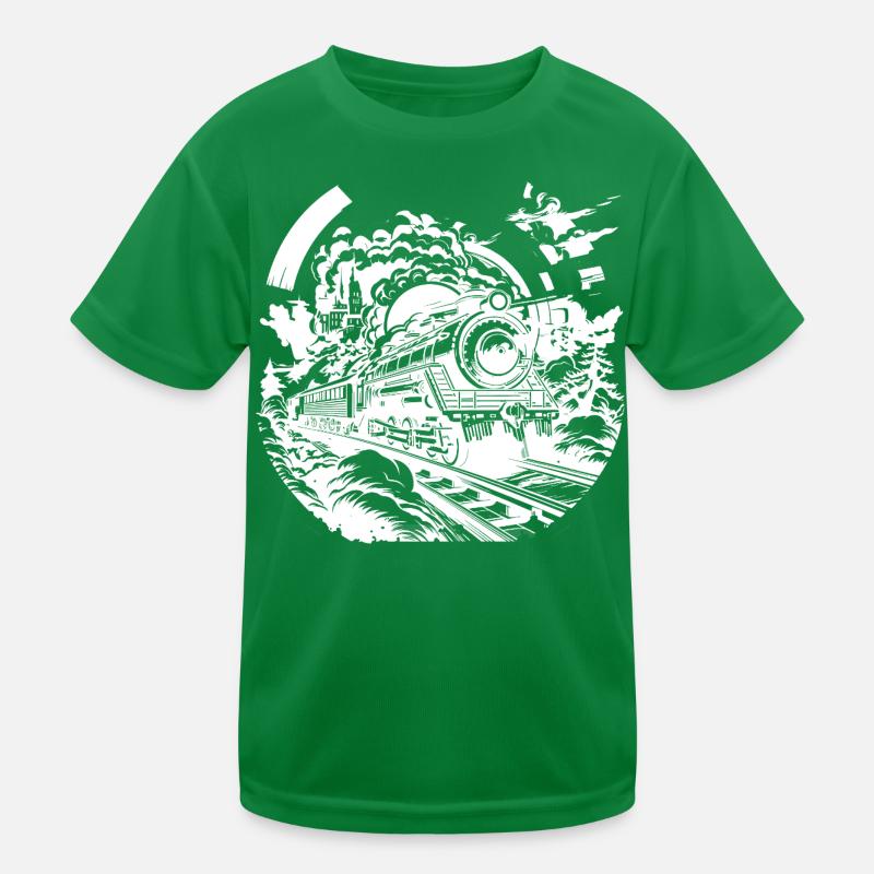 Railway Sketch Kids Functional T-Shirt