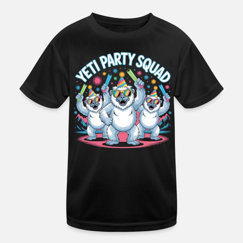 Yeti Party Squad – Lustiges Winter Partyshirt Kinder Funktions-T-Shirt
