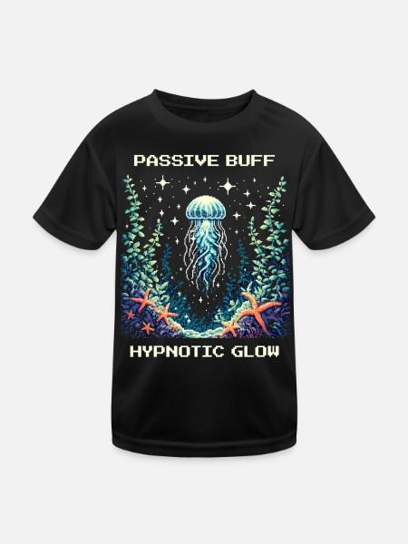 Passive Stärkung : Hypnotischer Glow | Quallen - Kids Functional T-Shirt - black - Front